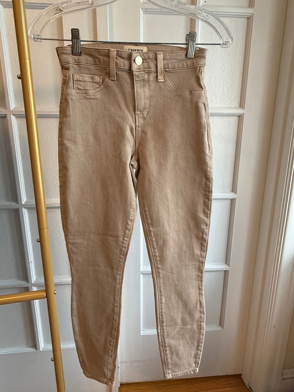 NWOT Size 24 L'AGENCE Margot High-Rise Cropped Skinny Jeans - Biscuit - Picture 3 of 8